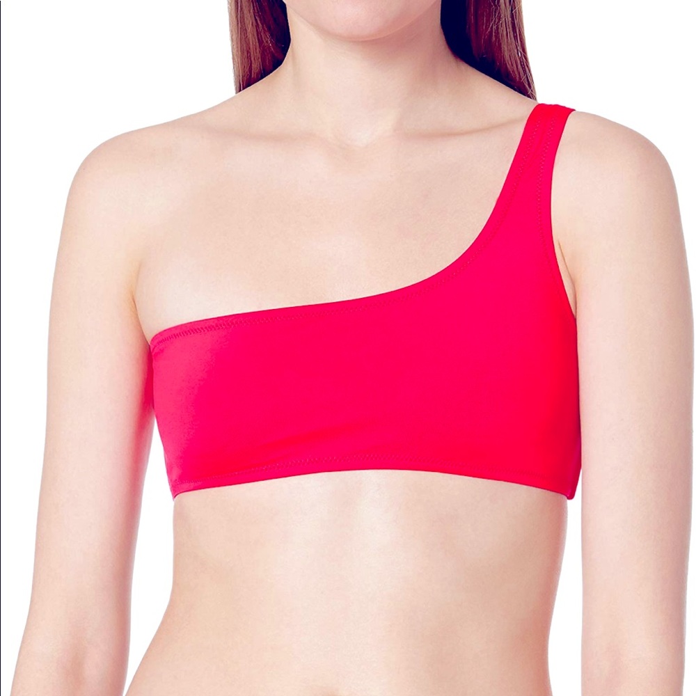 MILLY CABANA - Solid one-shoulder bikini top in Candy, size Md - NWT!